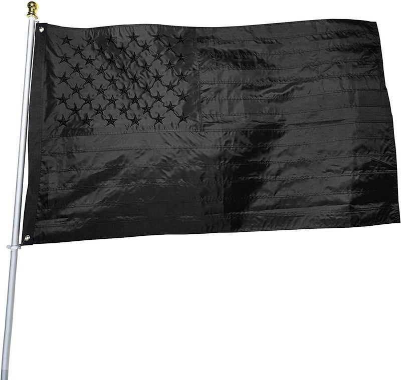 DANF FLAG Black American Flag 5x8 ft: Heavy Duty US Flag Made from Nylon - Embroidered Stars - Sewn Stripes - UV Protection Perfect for Outdoors! (Not Include Pole) - Image 1